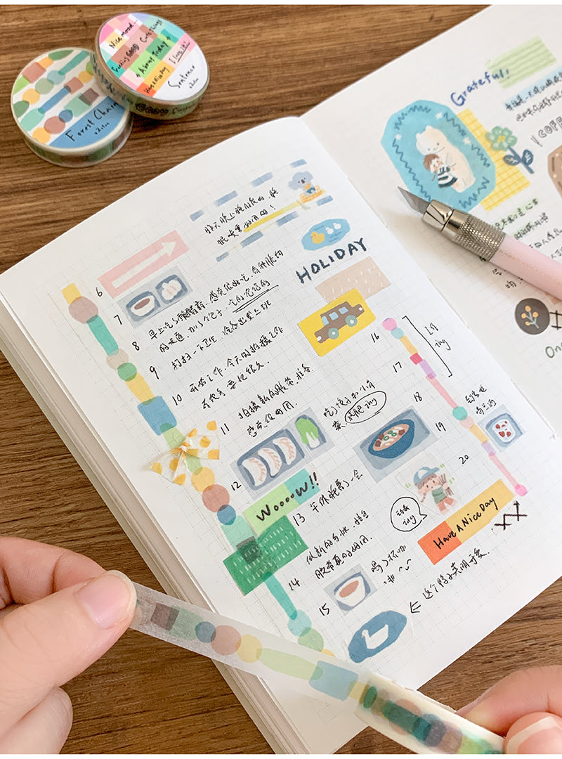 Molinta - Forrest Chain Washi Tape Journaling Spreads