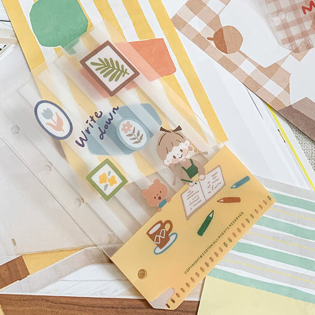 Molinta - Makes a Notebook M5 Loose Leaf Storage Folder
Designed to store all your tiny treasures — from vinyl stickers to sticker flakes, memo sheets, and journaling scraps — this compact folder makes it easy to keep everything tidy and within reach.
With its lightweight build and M5-friendly size, it slips effortlessly into your planner setup or travel pouch, giving you a charming way to carry your favorite bits and pieces wherever inspiration strikes.
Specifications: 67mmx110mm
Material: Cast PP