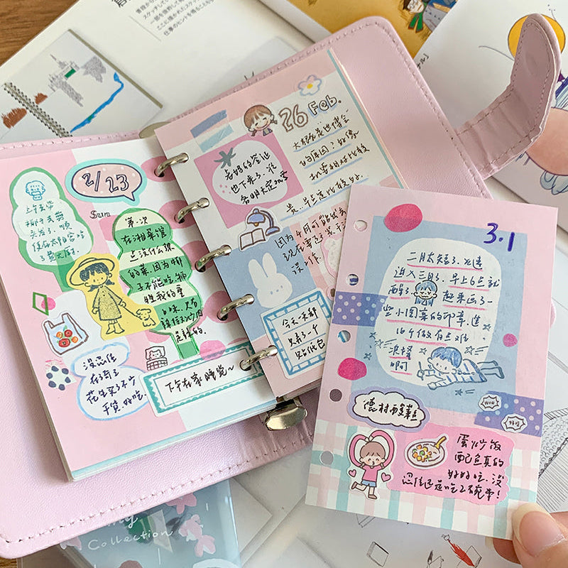 Molinta - Pink Memories M5 Memo Sheets
Enjoy these cute memo sheets with 6 different patterns front and back! 4 pages of each pattern.
Specifications: 67mmx105mm
Material: 120g cotton paper
Number of pages: 24