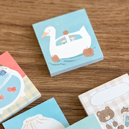 Molinta - Swan Boat Sticky Notes
Take notes or decorate your planner with this cute sticky note set! Perfect for jotting quick reminders, marking pages, or decorating your journal, this petite sticky note pad brings adorable vibes to your everyday stationery routine.
With 14 different designs to choose from, you can pick your favorites or collect the whole set.
50mm x 50mm (Approx 2in x 2in)
120g white kraft paper
50 pages
Includes 1 pattern