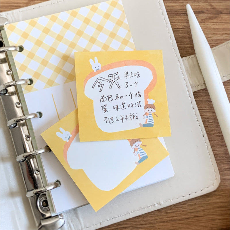 Molinta - Toast Sticky Notes
Take notes or decorate your planner with this cute sticky note set!
50mm x 50mm
120g white kraft paper
50 pages