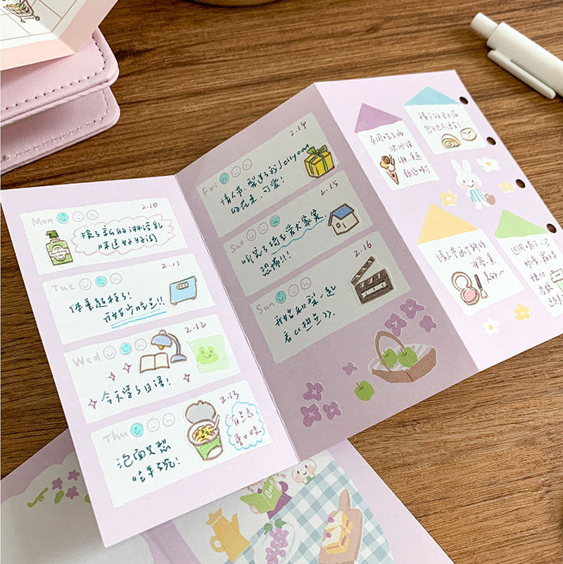 Molinta - Week at Your Disposal M5 Tri-Fold Pages
Plan out your week with a full, undated weekly layout split into three sections to customize with your own creative touch!
Specifications: 183mmx105mm
Material: 120g white craft
Number of pages: 10