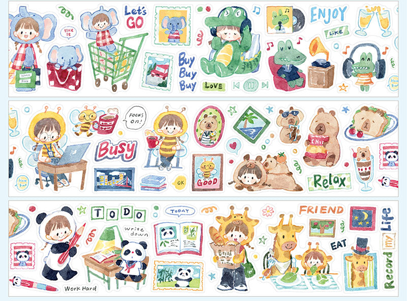 Molinta Lovely Animal Washi Sticker Roll Washi