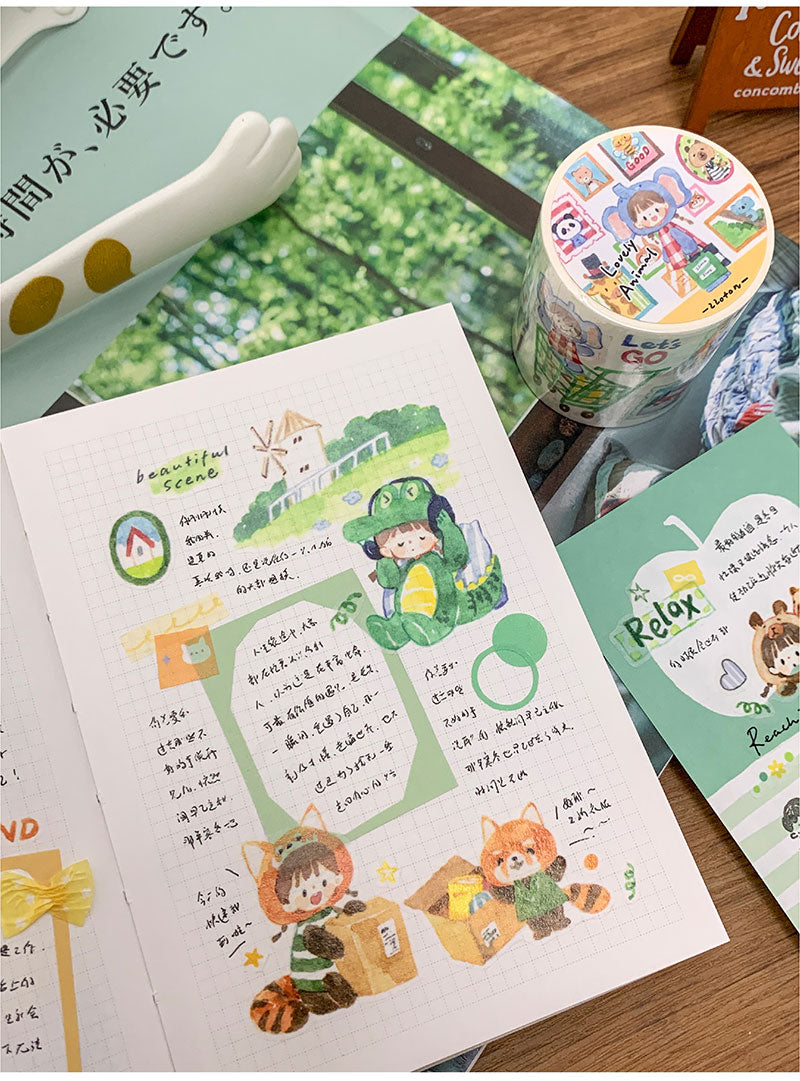 Molinta Lovely Animal Washi Sticker Roll Washi Tape Journaling