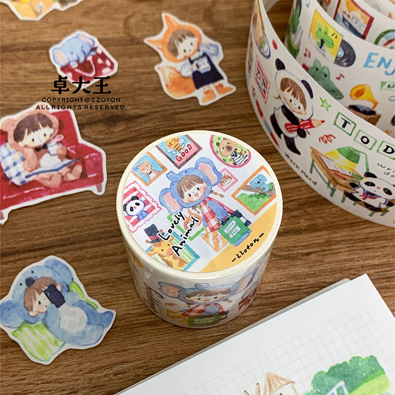 Molinta Lovely Animal Washi Sticker Roll Washi Tape Journaling Spreads planner washi