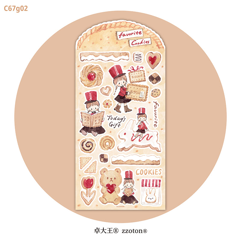 Featuring an adorable collection of cookie themed illustrations, this sticker sheet adds a warm, whimsical touch to planners, cards, photo albums, and creative projects. Each design is printed on durable writing paper with vibrant colors for easy decoration!