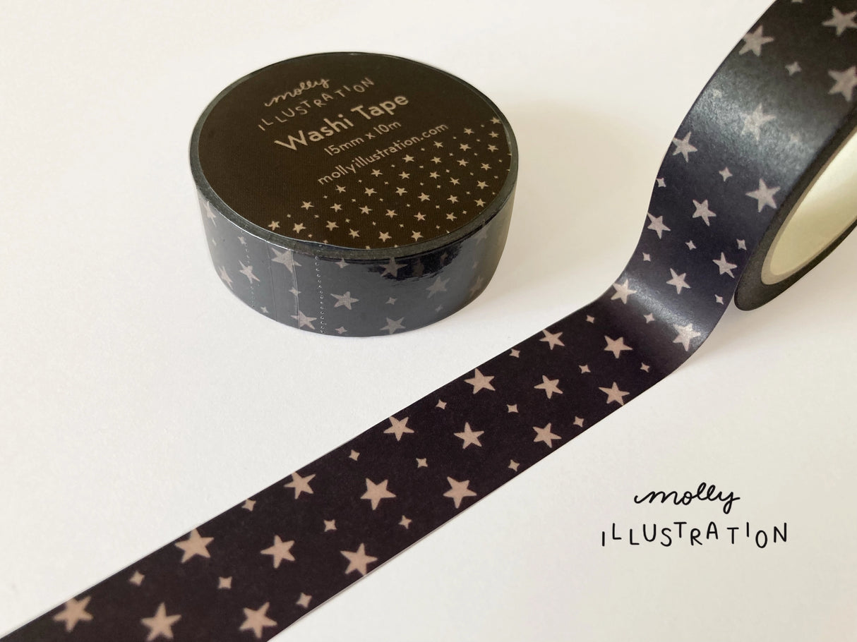 This washi tape is my own original design.
Each decorative washi tape roll is 15mm wide and 10m in length and comes vacuum sealed in plastic with a matching sticker label.
Washi tape is easy to stick to & peel off of paper for repositioning and leave no residue.
Great for scrapbooking, journaling, planners, snail mail, gift wrapping and more!