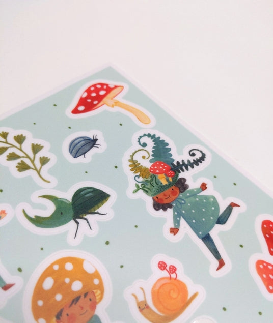 Hoja de pegatinas de Mossy Friends