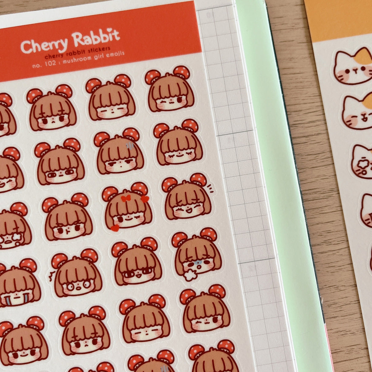 Cherry Rabbit - Mushroom Girl Emojis Sticker Sheet