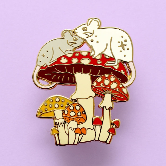 Glitter Punk - Mushroom Mice Enamel Pin – Autumn Fall Collection