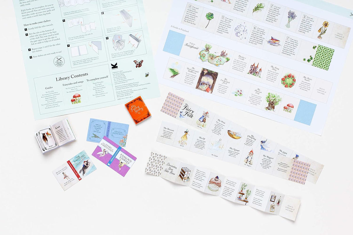 Open the box to go on an adventure into Fairyland and create a library of magical miniature books that you can really read!
Just cut, fold, and stick to make 20 tiny fairy books, from guides to Fairyland and its inhabitants to illustrated stories and books to complete yourself. The kit comes with tiny shelves to store your books and the box becomes a magical fairy playset!
With stunning illustrations from Daniela Jaglenka Terrazzini, this is an enchanting follow-up to 2017's My Miniature Library, lauded