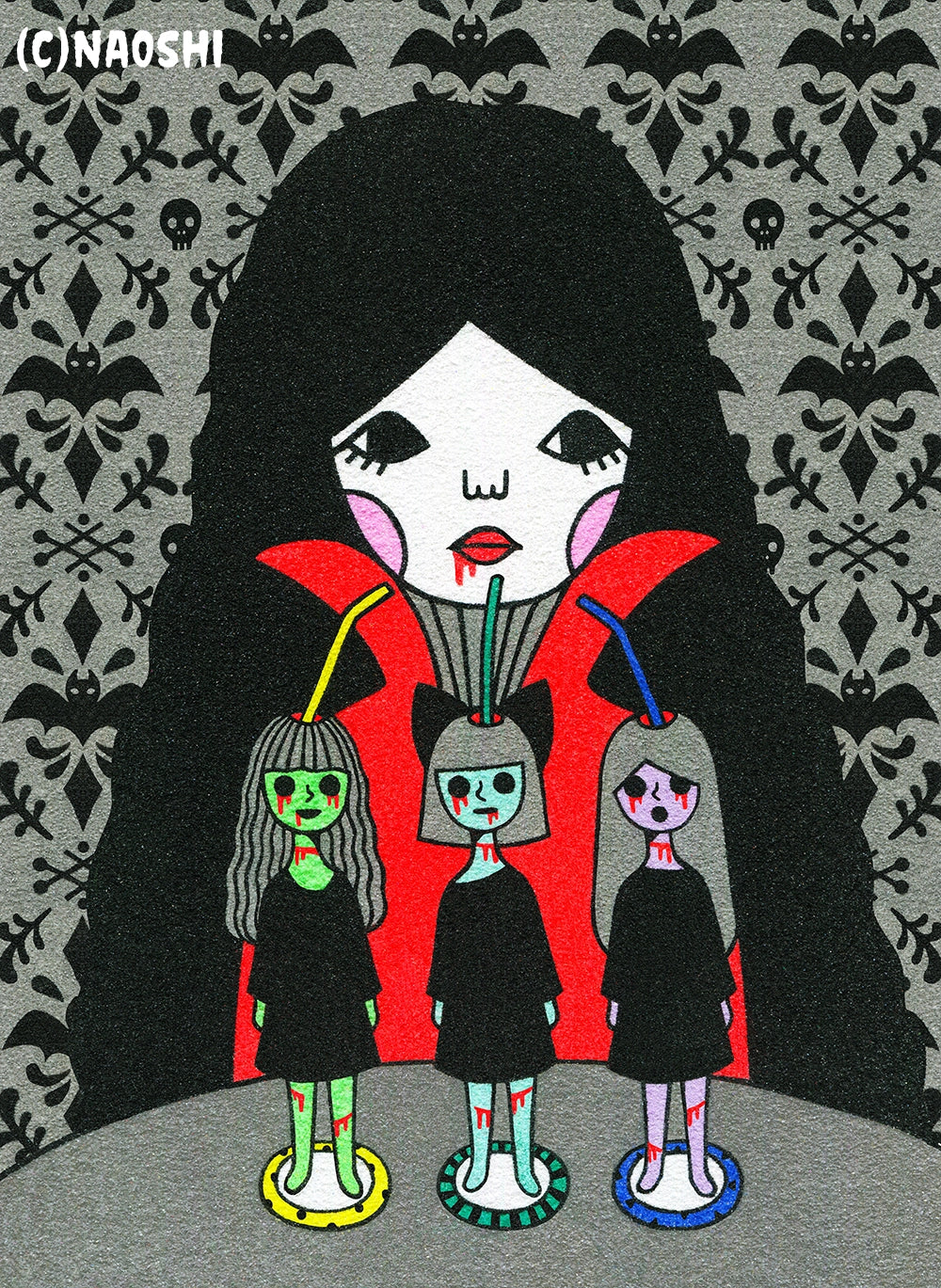 Naoshi Blood Cafe Postcard
These postcards are featuring striking colorful and whimsical world. Artwork made with colored sand and then scans them in high quality.
Size: 4"x6" (10x14.8cm)
Ink on high quality matt paper (235kg)
