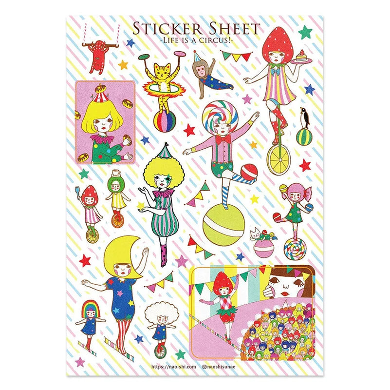 Naoshi Life Is A Circus Sticker Sheet
Life Is A Circus sticker sheet is perfect for decorating your journal, binder, planner, scrapbook or laptop.