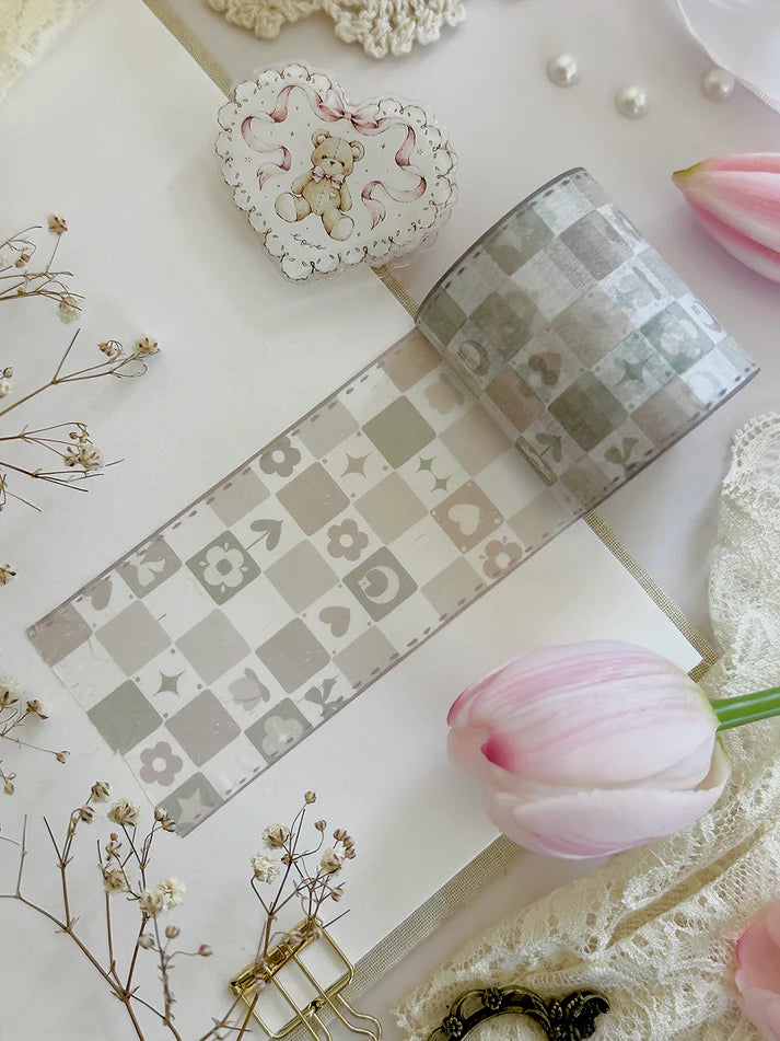 leelajournals Neutral Whimsy Checkered 50mm Washi Tape