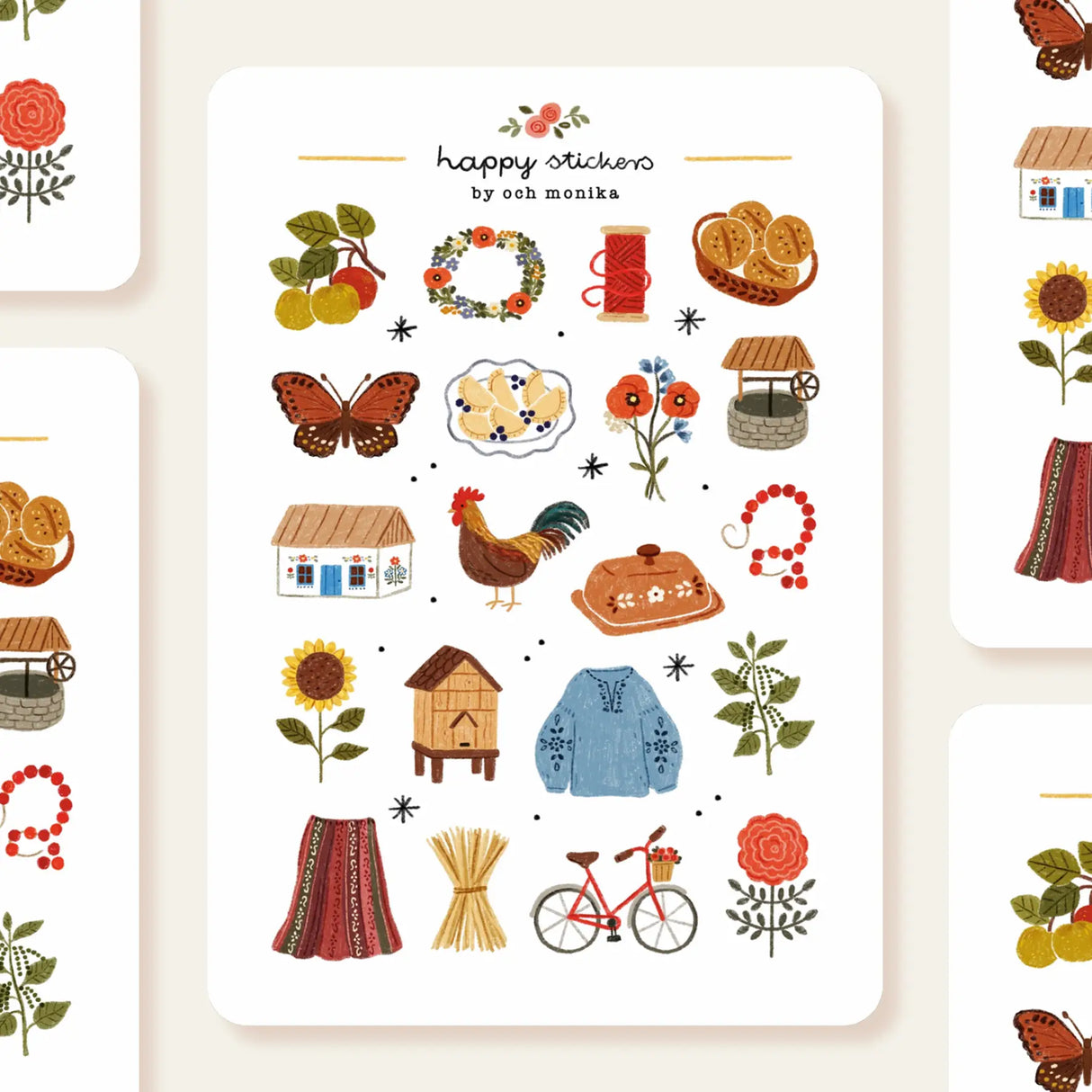 OchMonika Folk Cottage Sticker Sheet
A sticker sheet full of cute little stickers perfect for planners, journals, or scrapbooking ❤