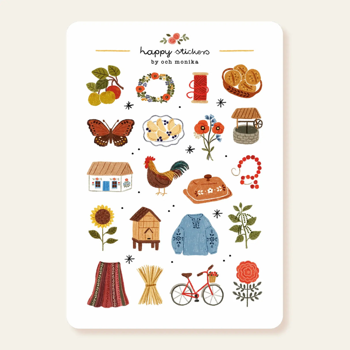 OchMonika Folk Cottage Sticker Sheet
A sticker sheet full of cute little stickers perfect for planners, journals, or scrapbooking ❤