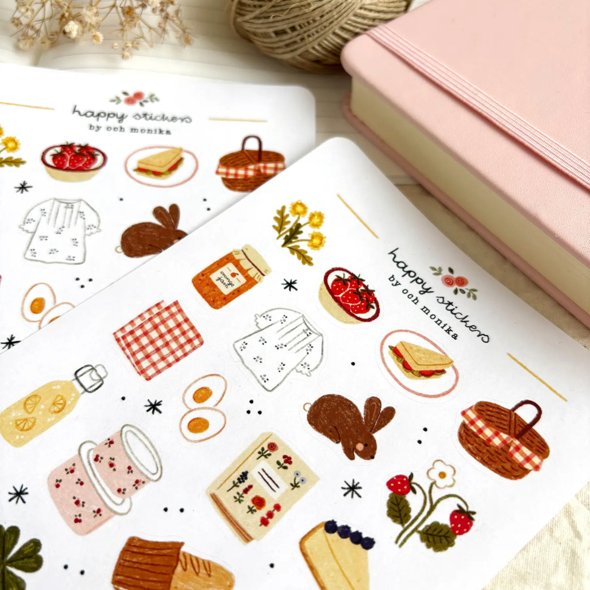 OchMonika Spring Picnic Sticker Sheet
A matte paper sticker sheet filled with cozy, hand-drawn illustrations, perfect for planners, journals, or scrapbooking. It features a outdoor picnic and spring theme, making it a perfect fit for nature lovers and gift boutiques. All designs are lovingly created by Monika Szczerbińska.