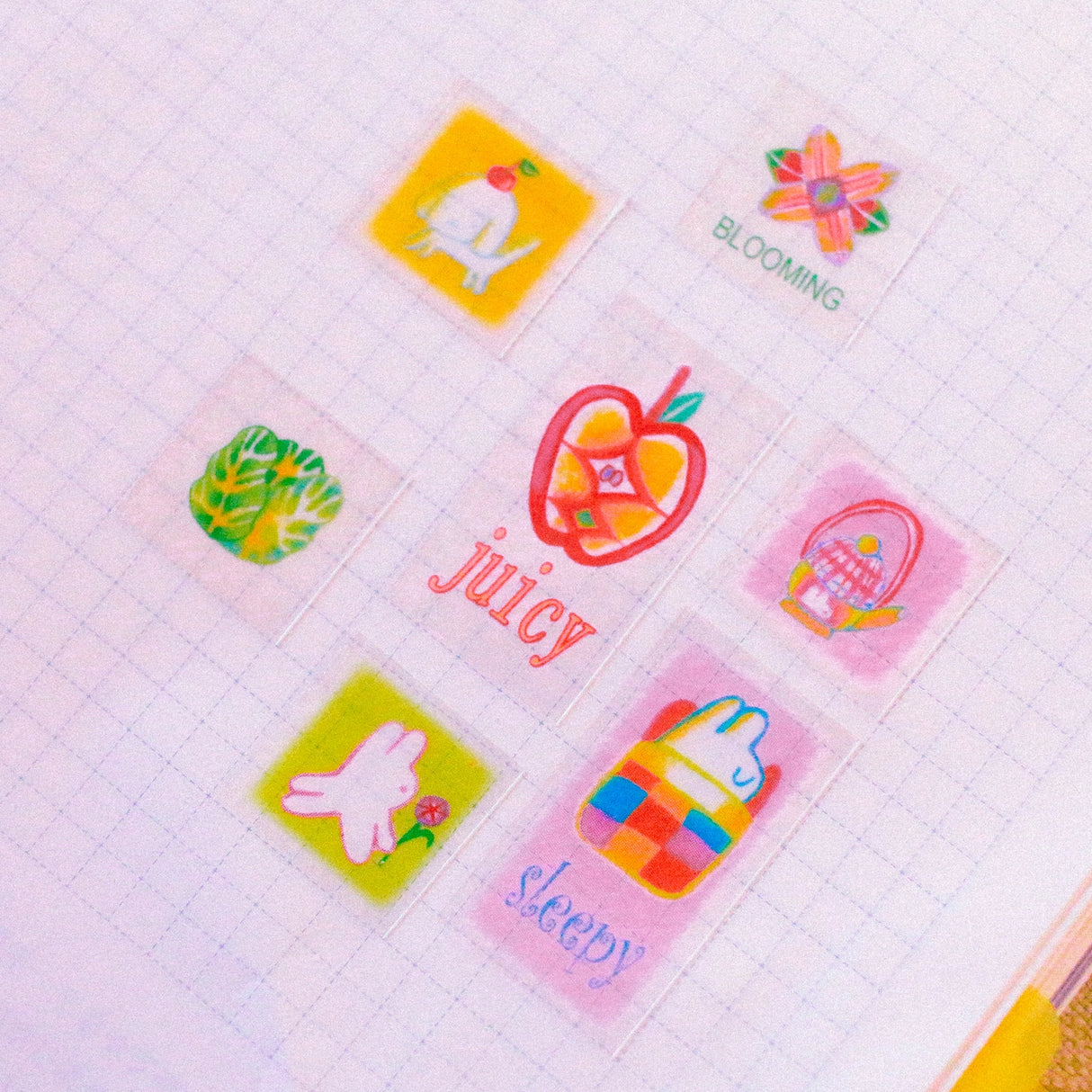 5x7 Sticker Sheet.
Should not be placed in areas of heavy wear (phone cases, laptops, water bottles, etc).
Great for journaling or decorating flat spaces!