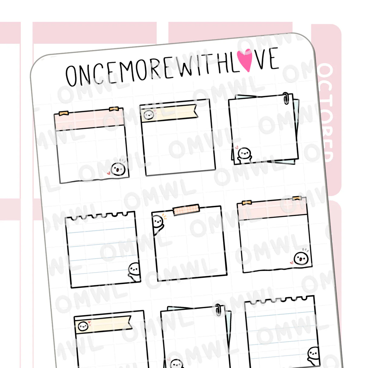Once More With Love - M1402 Mini Note Pages Sticker Sheet
Here are some functional mini note pages for you to use in your planners!