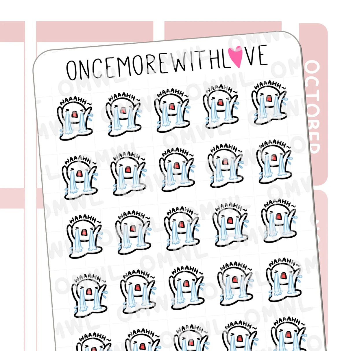Once More With Love - M1480 Dramatic Crying Sticker Sheet
Works for when you're super sad, grief, tantrums, whenever you just need a really big, good cry.