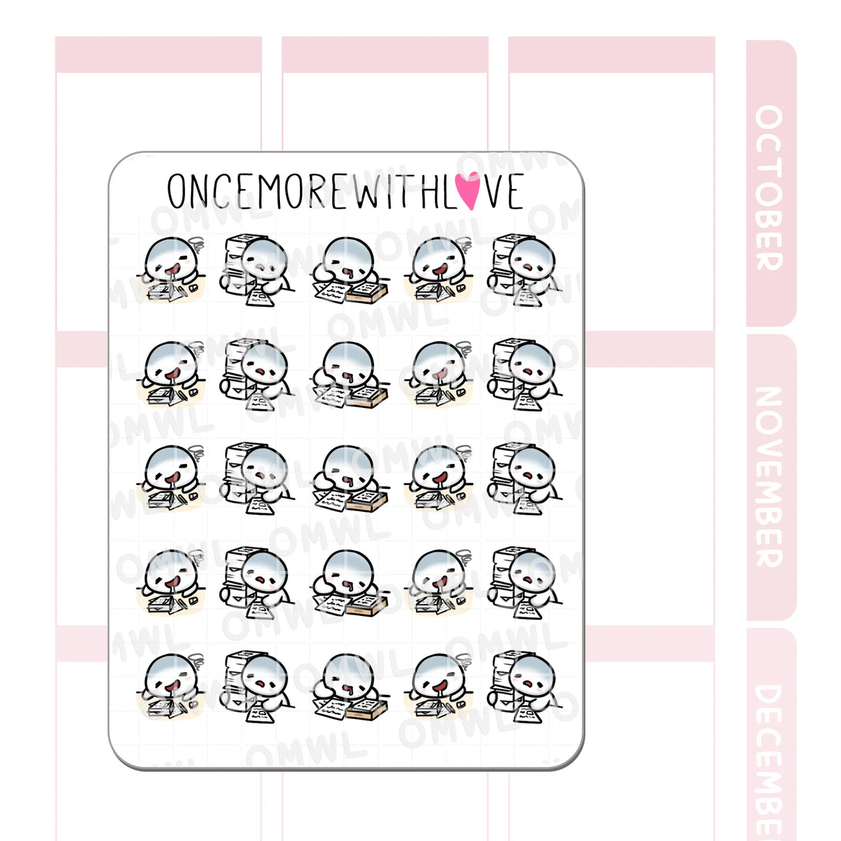 Once More With Love - M1496 Overworked Sticker Sheet
A sticker sheet for the gloriously overworked - because sleep is a myth...