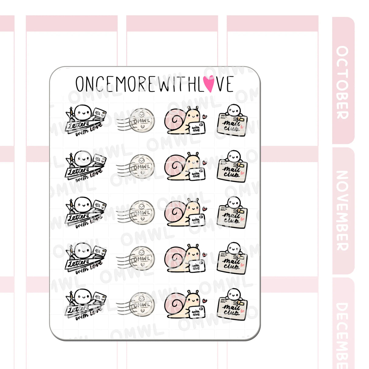 Once More With Love - M1515 Letters With Love Mail Club Sticker Sheet
Some stickers to mark when you receive your Letters with Love subscription mail!
