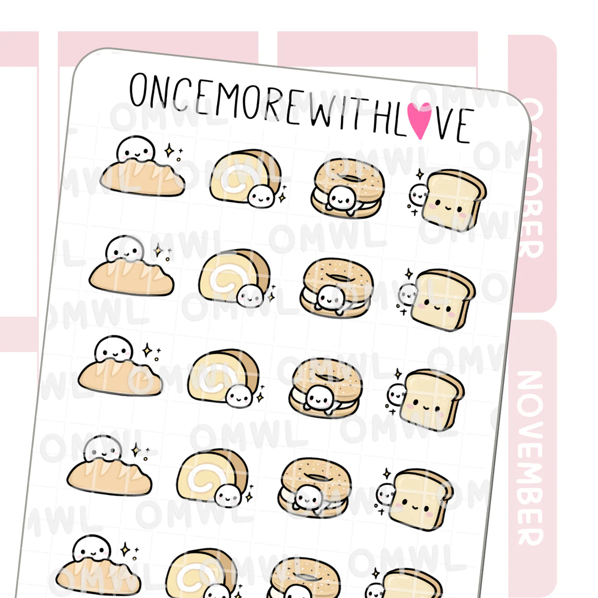 Once More With Love - M1520 Bread Lover Sticker Sheet
For the carb lovers! I can never say no to bread. My favourite are the ones from Chinese bakeries, they're soooo soft and fluffy!