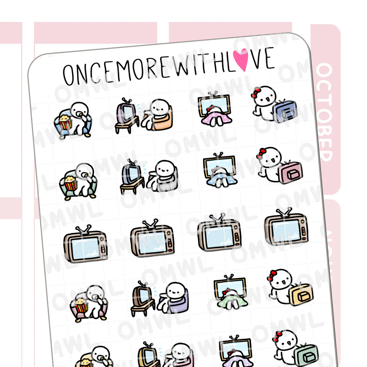 Once More With Love - M655 Movie and TV 2.0 Sticker Sheet
Stickers for watching TV, movies, Netflix, Hulu, anything you want!