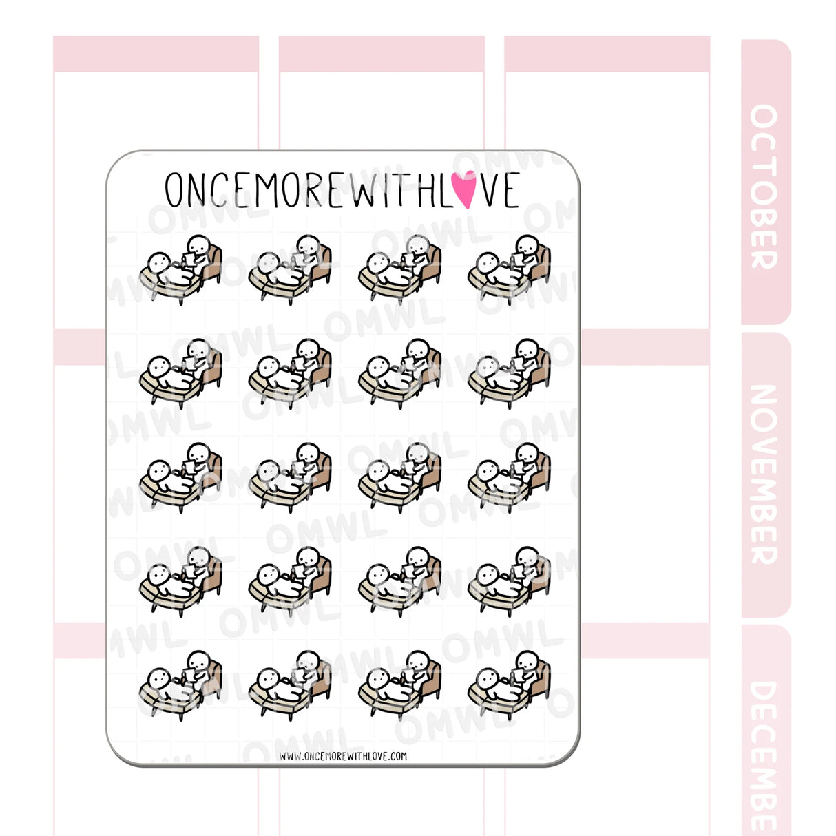 Once More With Love - M688 Therapy Munchkins Sticker Sheet
Ready for your therapy appointment? Use these to mark appointments or meetings with your therapist/patient!