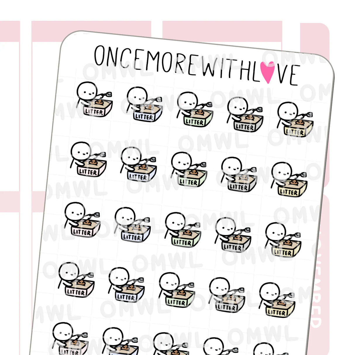 Once More With Love M840 Litter Box Sticker Sheet
Meow! Clean my litter box! Reminder to clean or change your cat's litter!