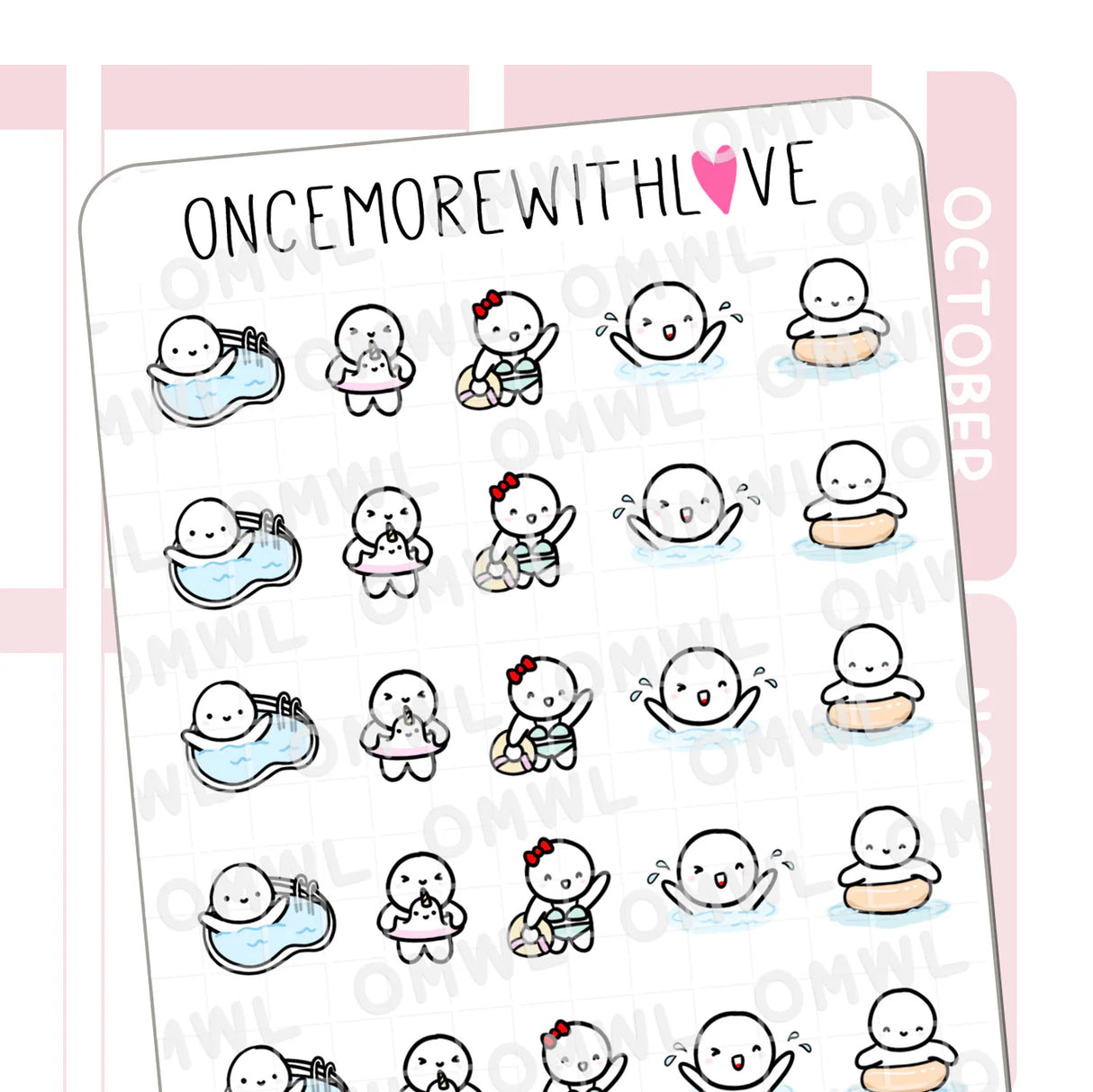 Once More With Love M847 Pool Day 2.0 Sticker Sheet
It's getting hot! Perfect weather to play in the pool and get your swim on! Make those splashes!