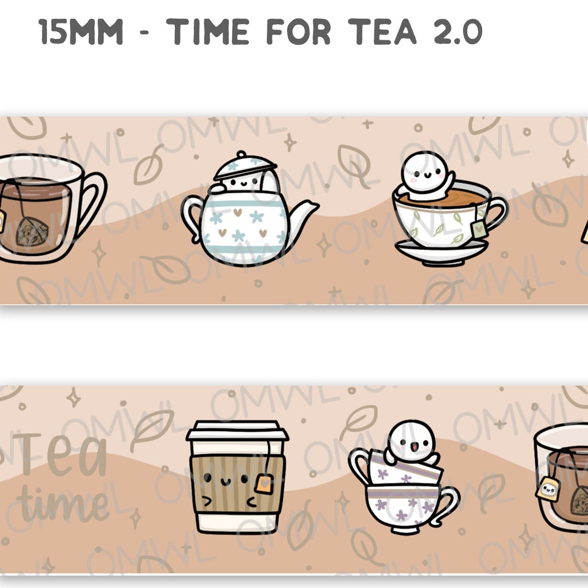 Once More With Love Washi Tape - Time For Tea 2.0 + Satin Champagne Foil
Another highly requested washi tape back with a tiny foil change!
WHAT YOU RECEIVE:
1 roll of exclusively designed washi tape by Once More With Love
These washi tapes are great for decorating your munchkin planner spreads or for creating cards, scrapbook pages, or journals :)
Washi tapes come shrink wrapped. No other packaging provided!
SIZE: 10mm x 10m
MATERIAL: washi tape