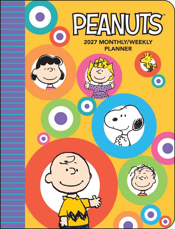 Staying organized will be a breeze this year with this bright and colorful monthly/weekly planner that features full-color Sunday comic strips of everyone's favorite gang—the PEANUTS® gang.
The PEANUTS® 2027 Monthly/Weekly Planner blends functionality with fun, featuring vibrant comic strips from Charles M. Schulz that celebrate the wit, whimsy, and heart of the PEANUTS® gang. It offers plenty of space to jot down appointments, meetings, activities, or notes, and fits easily on a counter or desk, either