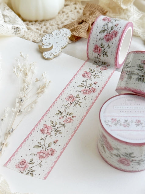 Cinta washi con encaje acanalado de color rosa de 30 mm