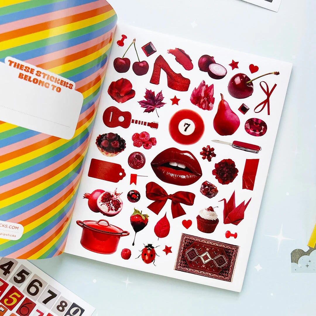 Your sticker stash is about to get very color-coordinated 🌈 Sticker the Rainbow Book Vol. 2: In Real Life is packed with 1500+ photorealistic stickers in every shade imaginable, from juicy lemons and shiny silver treasures to butterflies, vintage objects, florals, gems, and colorful everyday finds. With 30 pages of ultra-realistic stickers (plus 4 pages of alphabet + number stickers!), this book is basically a rainbow treasure hunt for your journal, planner, snail mail, laptop, or craft cart.