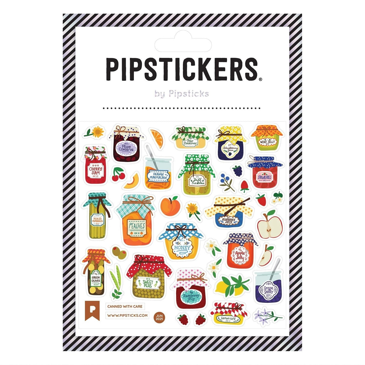 PipStickers are the PERFECT gift for the sticker lover in your life - even if it's you! These unique PVC designs with silver foil accents come on a clear backing and cannot be found anywhere else.
Includes one 4" x 4" sheet of Canned With Care PipStickers and includes the Pipsticks manifesto.