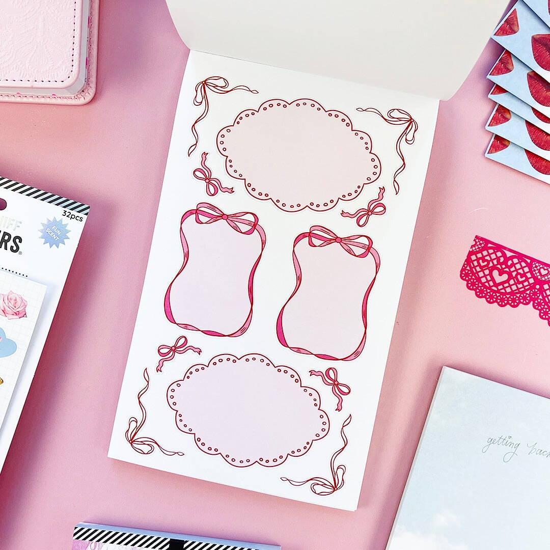 Sweet, nostalgic, and a little bit extra—in the best way. The Coquette Junk Journal Sticker Book is packed with all the pretty details your pages have been waiting for. Think bows, florals, frames, patterns, alphabets, and darling vintage-inspired bits made for layering, collaging, and documenting every little moment.