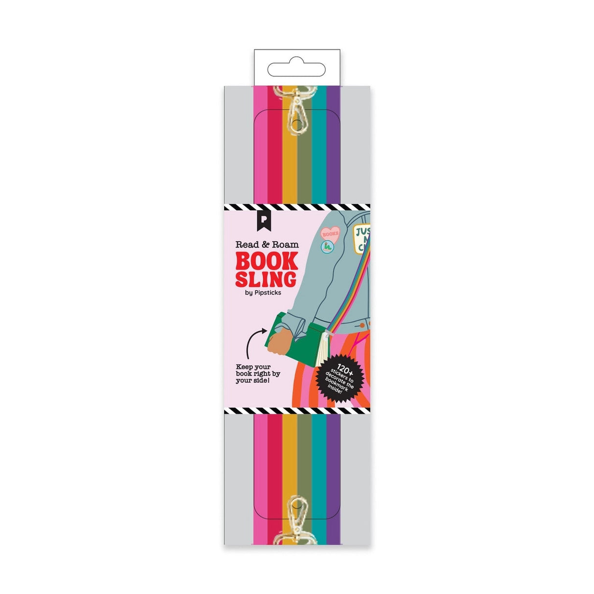 Take your current read anywhere! This rainbow strap turns your favorite book or journal into an instant crossbody so you can read on the go, hands-free and in style. Perfect for book lovers, travelers, and sticker-covered notebooks alike!