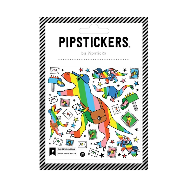 PipStickers are the PERFECT gift for the sticker lover in your life - even if it's you! These unique PVC designs with silver foil accents come on a clear backing and cannot be found anywhere else.
Includes one 4" x 4" sheet of Rainbow Roar Mail PipStickers and includes the Pipsticks manifesto.