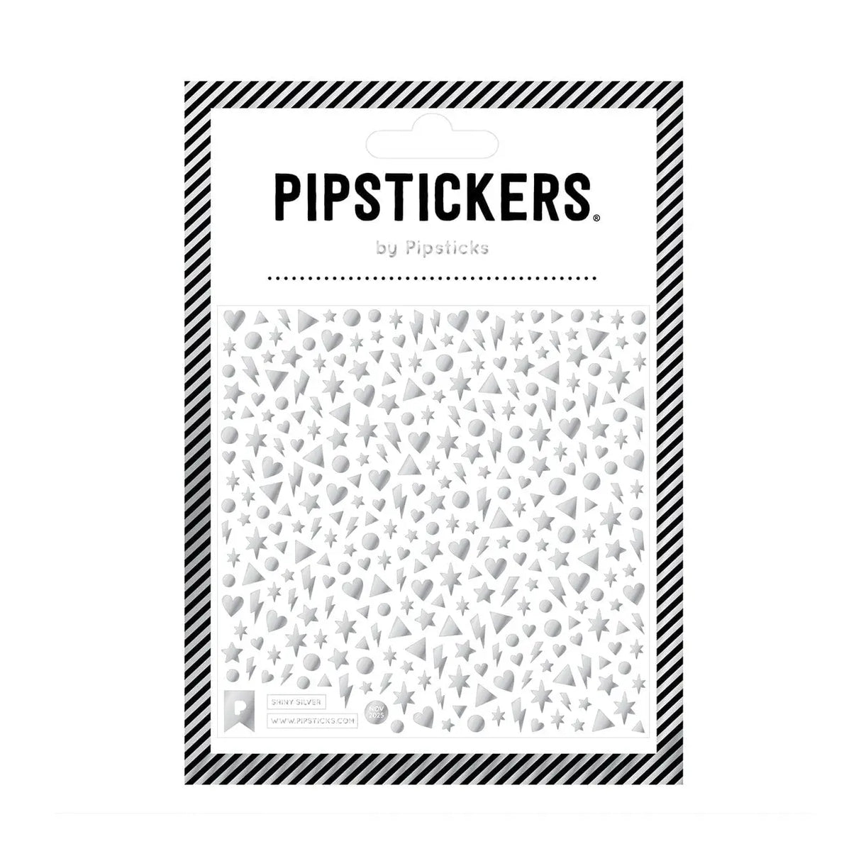 Teeny stickers in the most DREAMY silver foil adorn this PipSticker sheet. WIth more than 350 tiny stickers you can add a little (or a lot!) of sparkle on everything you touch! Perfect for journaling, crafting, and adding some glittery touches to all your mail and projects!
Includes one 4" x 4" sheet of Shiny Silver PipStickers with 390 individual stickers.