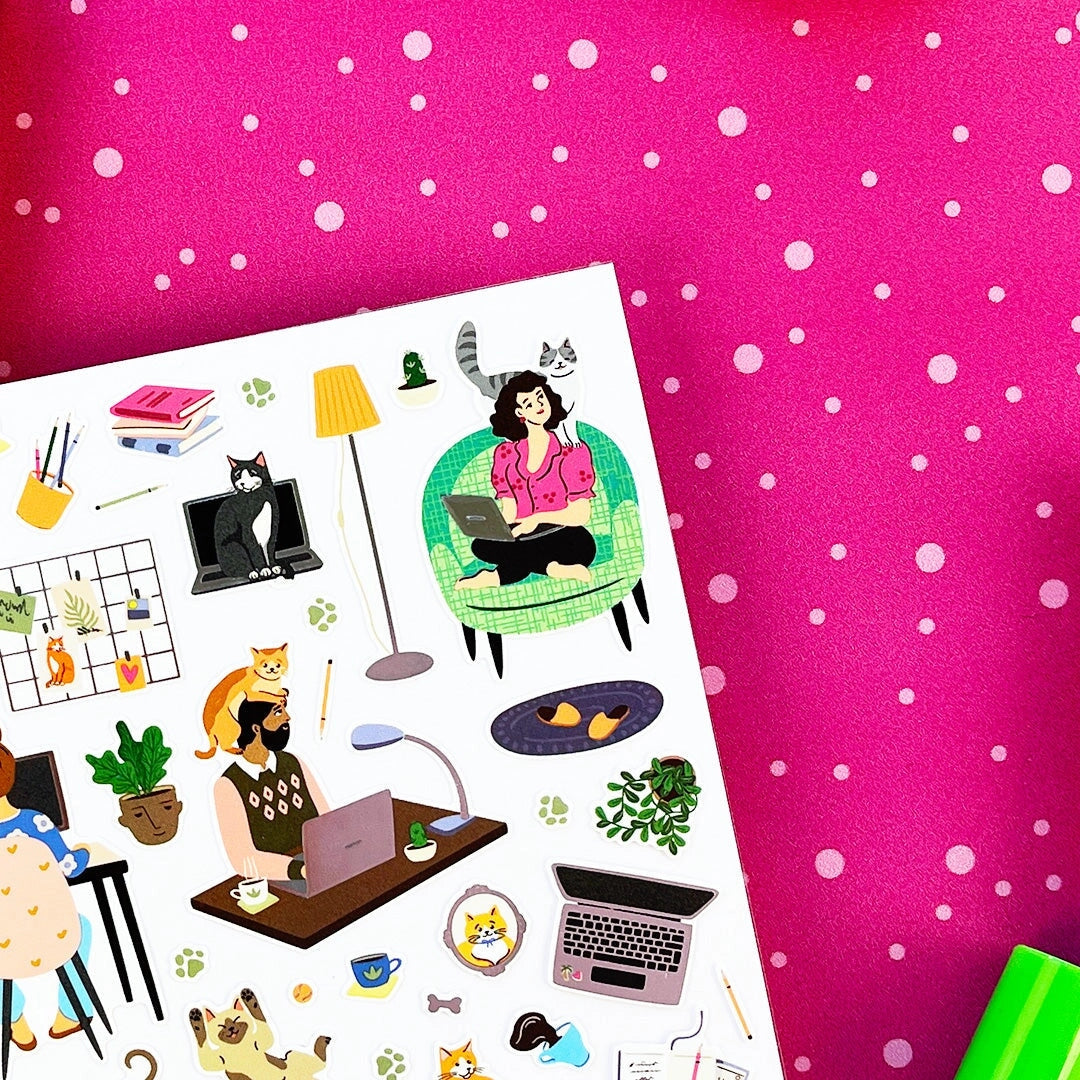 PipStickers are the PERFECT gift for the sticker lover in your life - even if it's you! These unique PVC designs with silver foil accents come on a clear backing and cannot be found anywhere else.
Includes one 4" x 4" sheet of WFH Zoomies PipStickers and includes the Pipsticks manifesto.