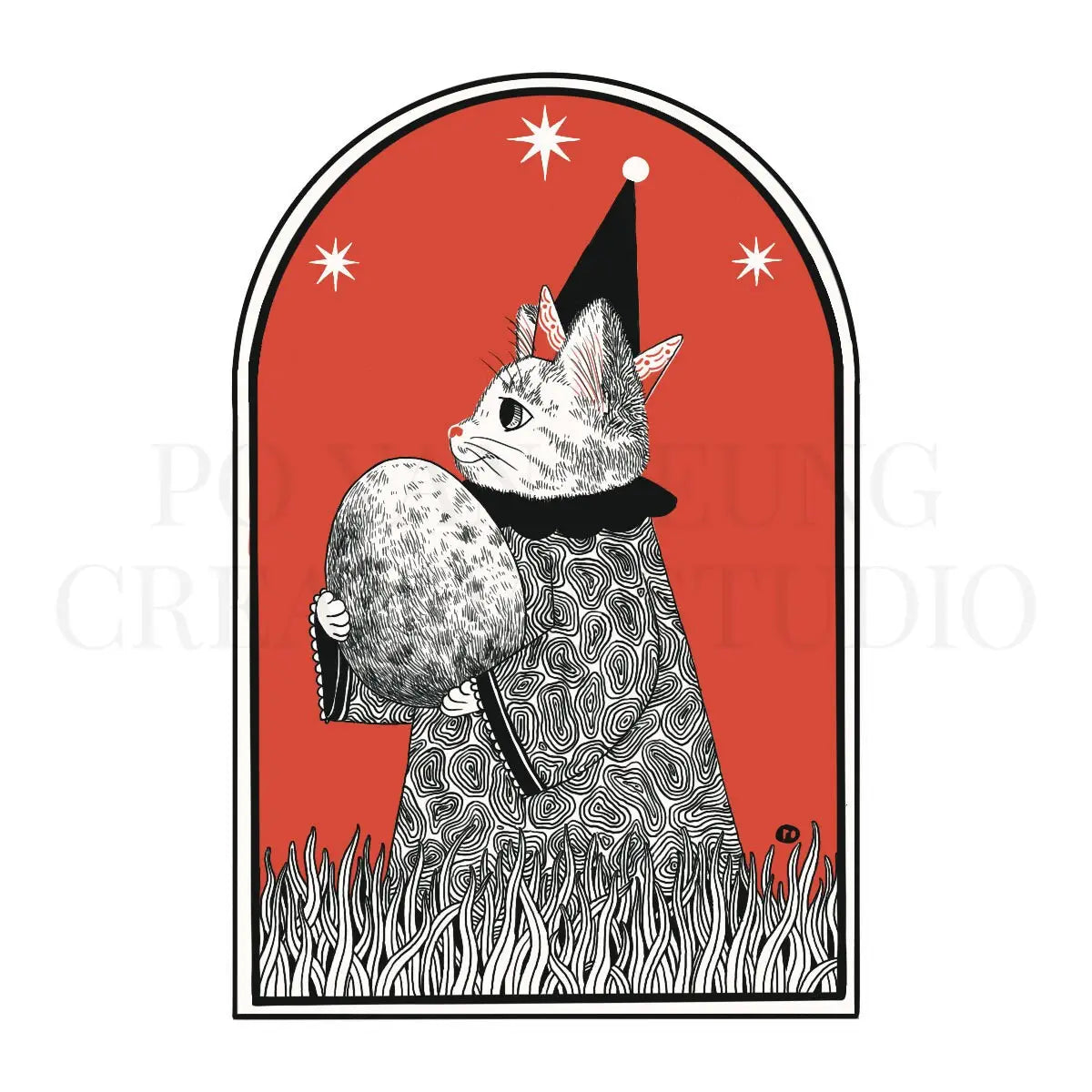 Unleash the magic with our Wizard Vinyl Sticker. This enchanting sticker features a mystical feline wizard, carefully holding a mysterious egg, poised for the moment of transformation. Apply this sticker to any surface, from your laptop to your notebook, and watch the enchantment unfold. Its white background complements any backdrop. Crafted from durable white glossy vinyl, this sticker will remain vivid and intact for a long time.