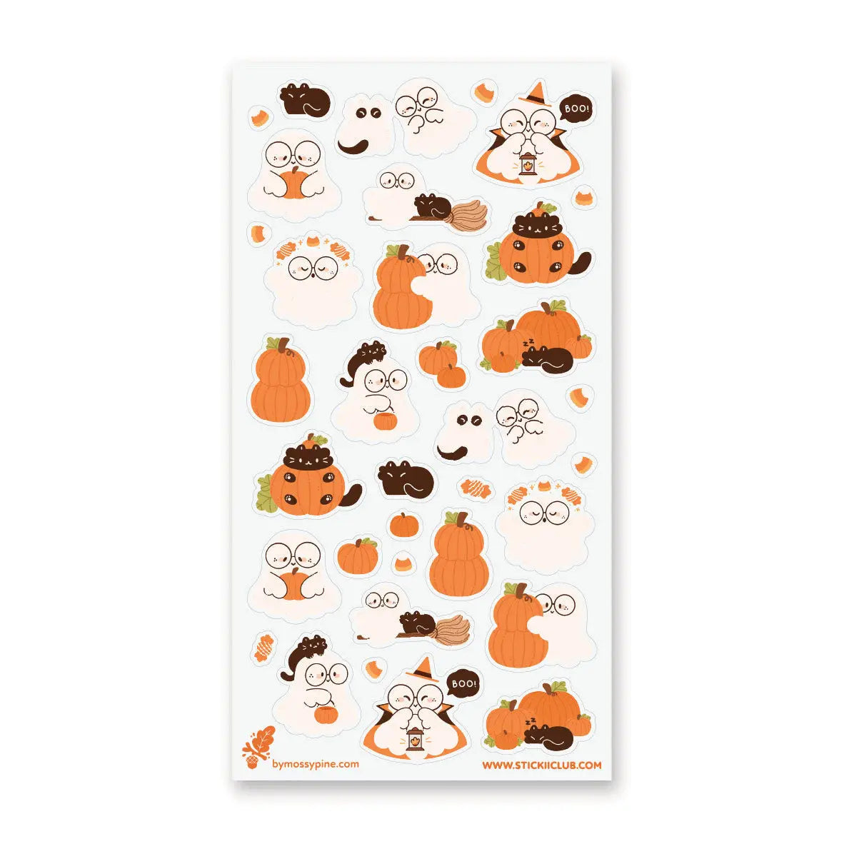 🎃👻 Drift into the softest side of spooky season with @bymossypine’s pumpkin-loving ghosties! These sweet little spirits are busy hugging gourds, sharing treats, snoozing in leafy piles, and practicing their cutest “boo!” faces. Wrapped in warm autumn tones and cozy fall vibes, this sheet turns Halloween into a snuggly celebration of all things pumpkin and sweet.
Art by: @bymossypine
Top Coating: None
Adhesive Layer: Paper
Backing Layer: Clear PET
6.69" x 3.54".
Weight - 0.03lbs.
1 sheet included 