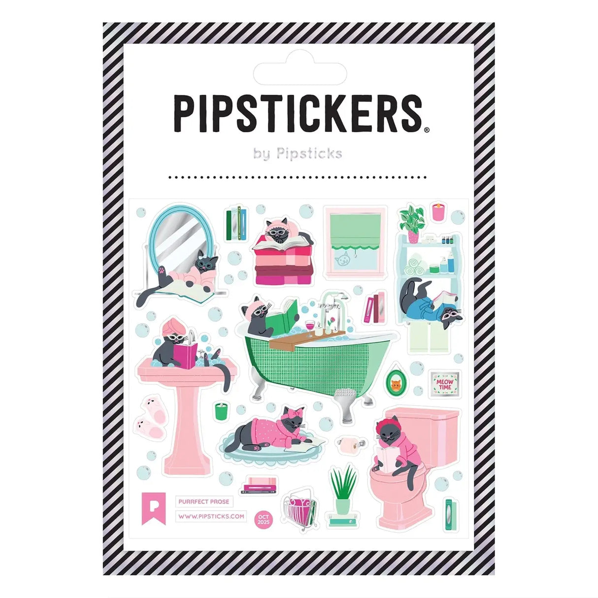 PipStickers are the PERFECT gift for the sticker lover in your life - even if it's you! These unique PVC designs with silver foil accents come on a clear backing and cannot be found anywhere else.
Includes one 4" x 4" sheet of Purrfect Prose PipStickers and includes the Pipsticks manifesto.