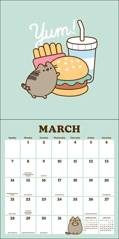Enjoy 12 months of snacks, naps, treats, and parties with Pusheen the cat—life is sweet when she’s around!
The Pusheen 2027 Wall Calendar makes every day delicious! Mix one part easy organization, two parts the internet's most beloved cat, and one part stickers for irresistible fun, and enjoy all year. Don't forget the sprinkles!
Features include:
- 12" x 12" (12" x 24" open)
- Cover design eliminates need for plastic packaging
- Printed on FSC®-certified paper with soy-based ink
- Planning spread for Sep