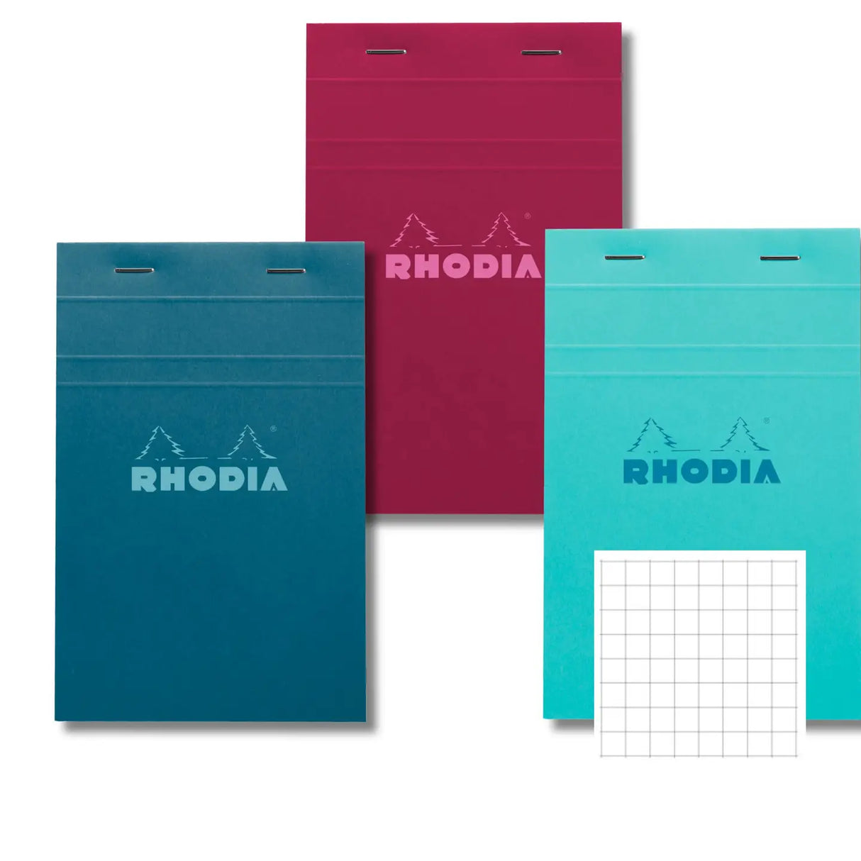 Rhodia's iconic staple-bound pad, now available in three distinct new colors: Azure, Peacock, and Plum.
Made in France
Size: 8.25 x 11.75""
80gsm ultra white paper, graph grid
Fountain pen and marker friendly
80 microperforated pages
Cardboard underside provides a firm writing surface
Includes 1 Notepad. Cover color is selected at random.