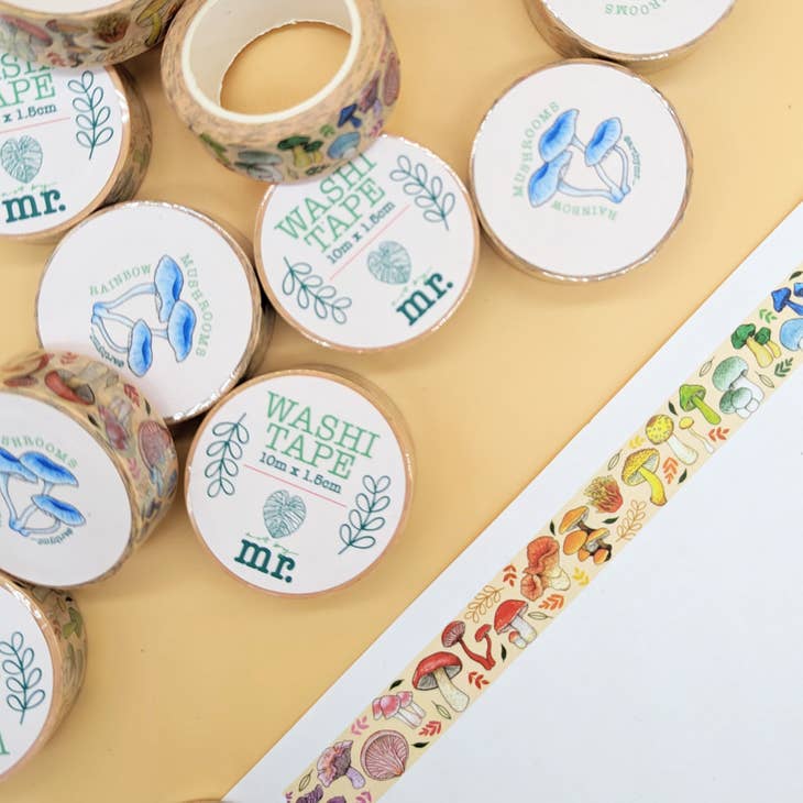Last Chance: Drawn to Nature - Rainbow Mushroom Washi Tape