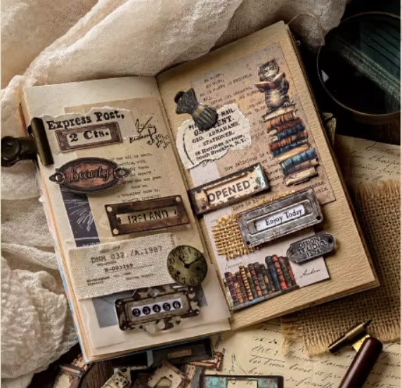 Classic retro card slot with vintage texture stickers that instantly transform your pages into a retro style. These can be used creatively and paired with a 3D mechanism to make your handbag full of vintage surprises!