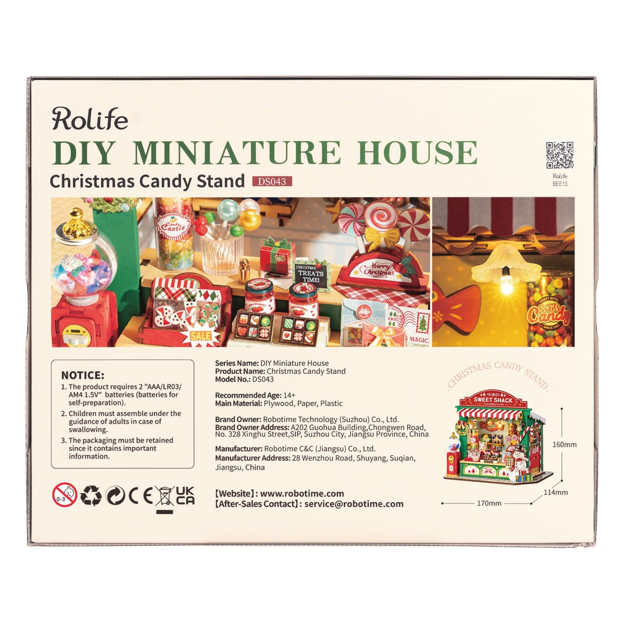 DIY Miniature House Kit: Christmas Candy Stand