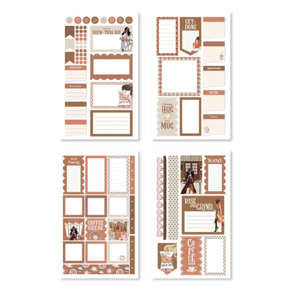 Rongrong Sticker Book - Coffee Queen
Get ready to wrap yourself in a warm hug with every sip of coffee! Introducing the Coffee Queen sticker book by Rongrong DeVoe. ☕️
Filled with 24 pages of premium hand-drawn stickers featuring adorable coffee lover fashion illustrations. From functional appointment trackers to cute coffee shop settings, this sticker book has it all. 😍
Show your love for the world's best drink and decorate your planner or notebook with these gorgeous stickers. Don't wait, grab your co